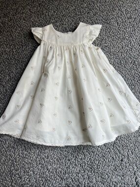 Dior Baby Cream Dress with Beige Butterfly Motif